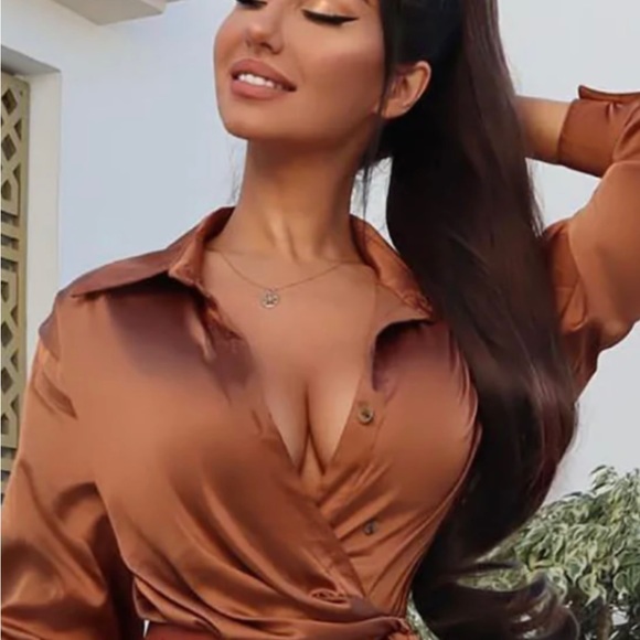 NWT Silk copper color dress Size XL - Picture 3 of 12